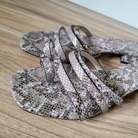 Vince Camuto Grenda Leather Strappy Mini Block Heel Sandal Holographic Snakeskin - Picture 8 of 15